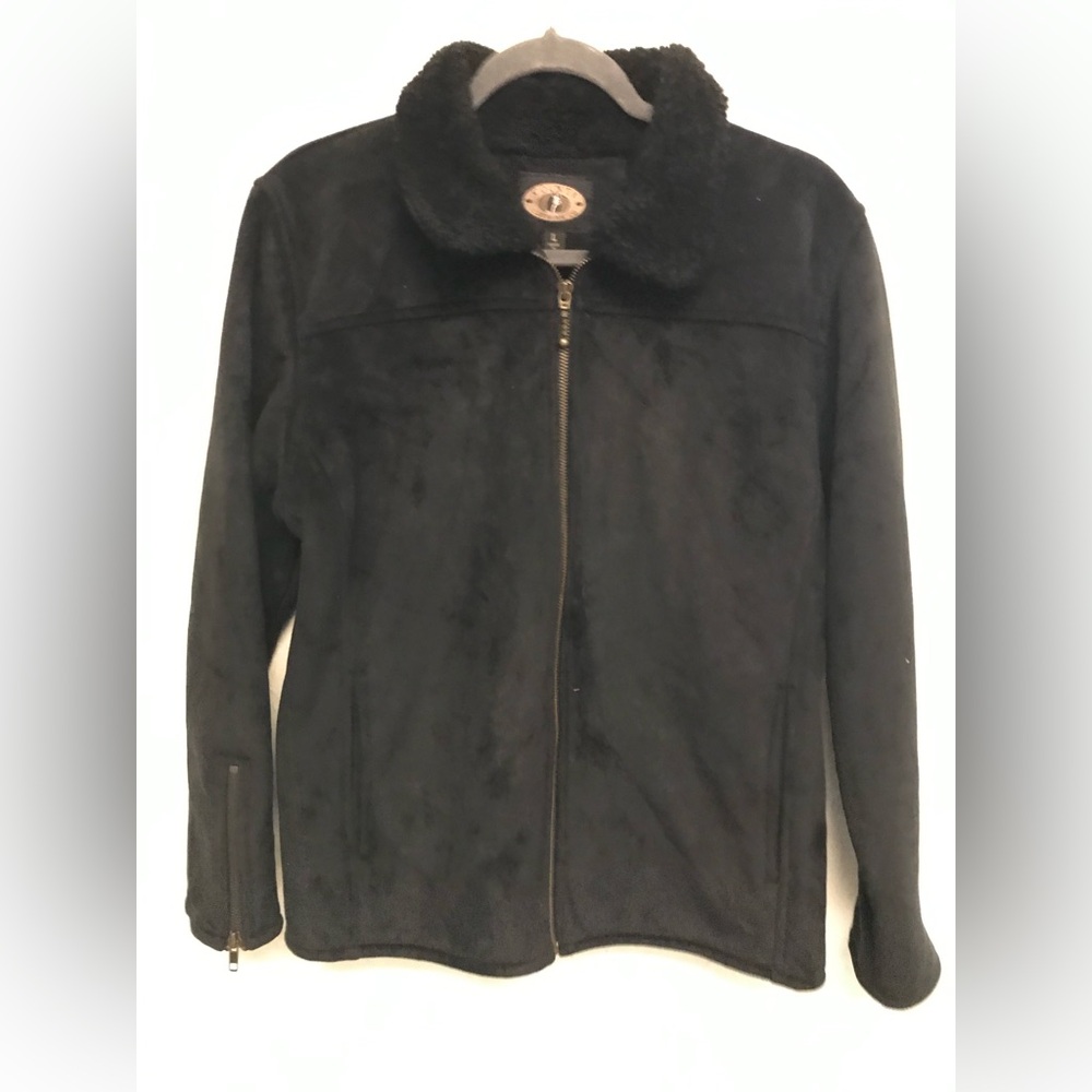 Black Fleece Zip-Up Jacket country clothing co Women L Black Jacket